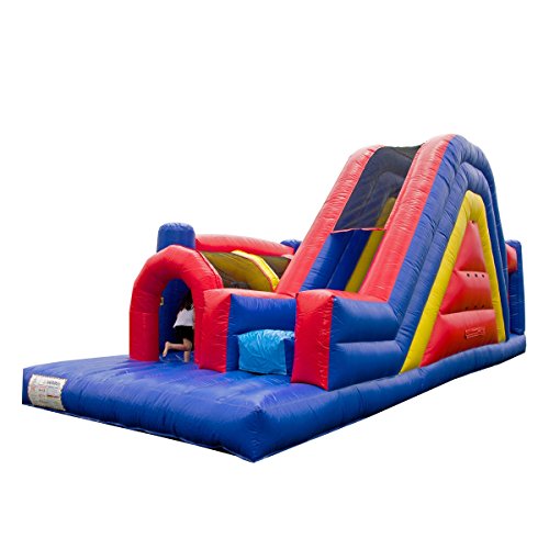 JumpOrange Commercial Grade 30' Rainbow Xtreme Inflatable Obstacle Course, Red/Yellow/Blue